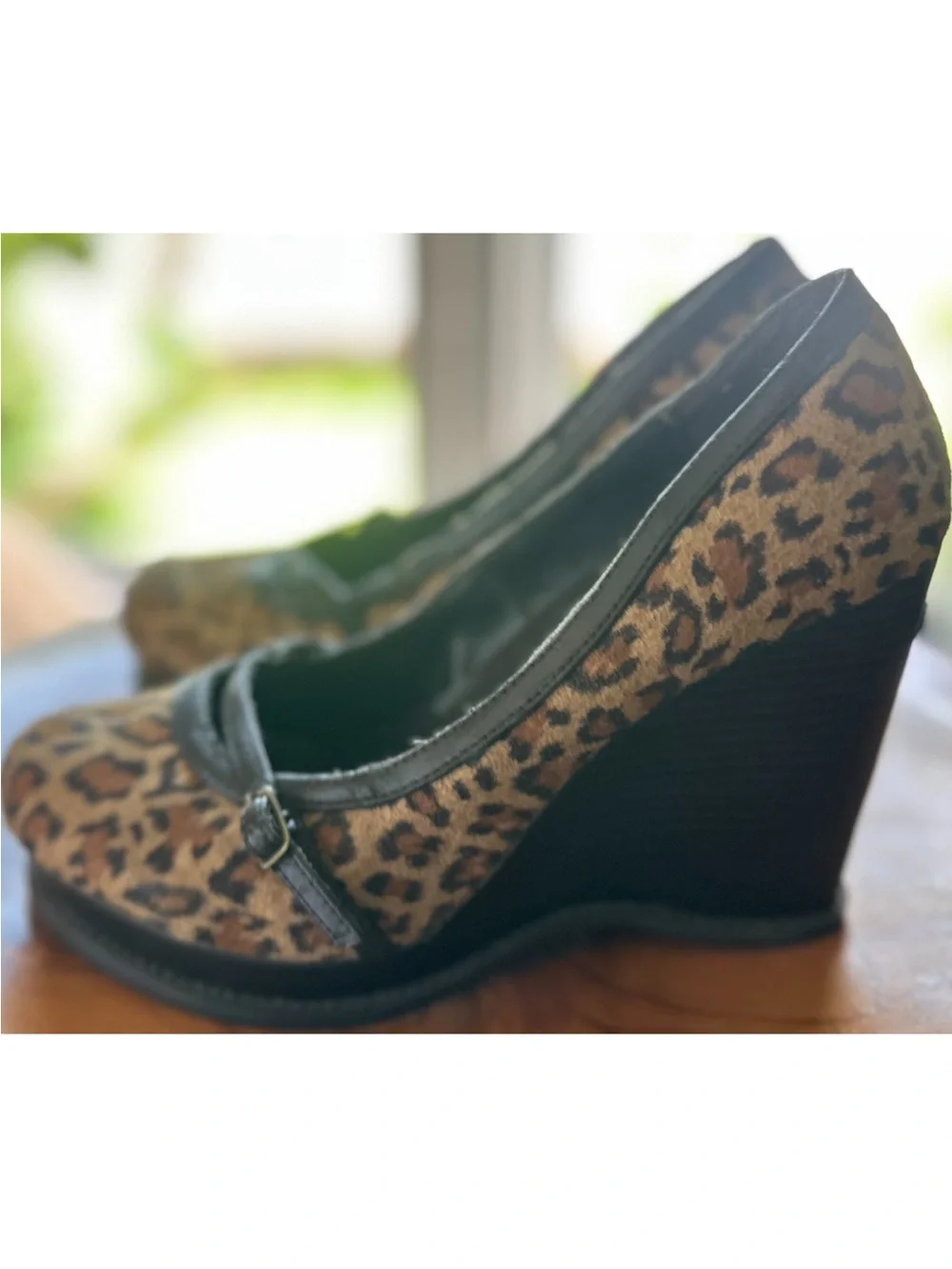 Soda Leopard-Print Wedge Pumps in Tan, Brown & Black